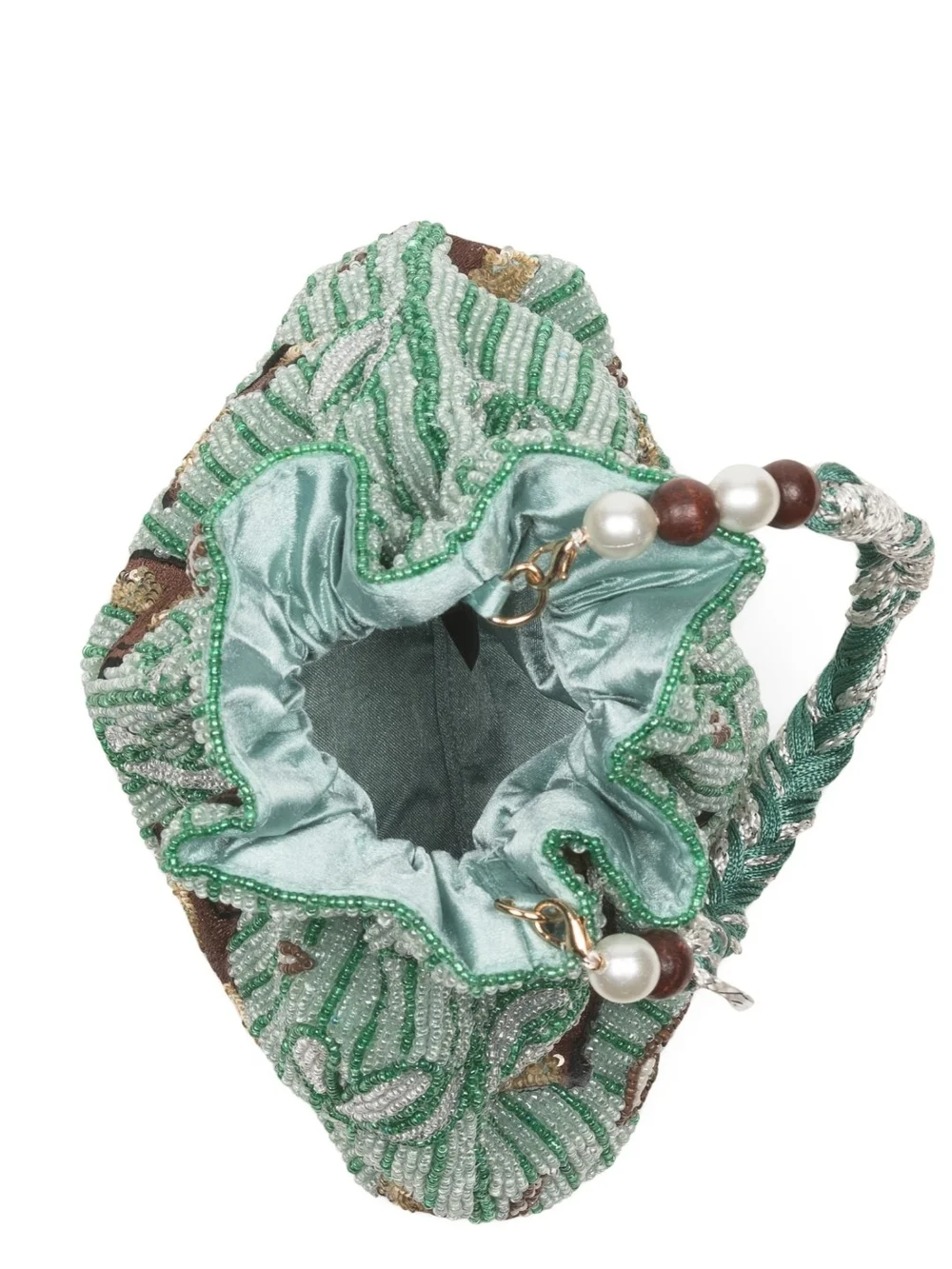 VIRAL Beaded Bag Striped Cowboy Cowgirl Boots Horseshoe Cactus Satchel Green